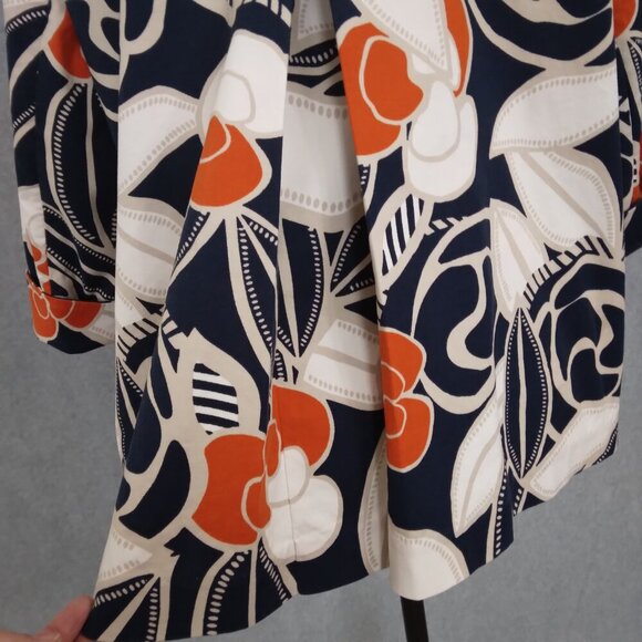 Chico's | Tropical Floral Print Cotton Jacket Navy Orange | Size XL - Picture 7 of 9